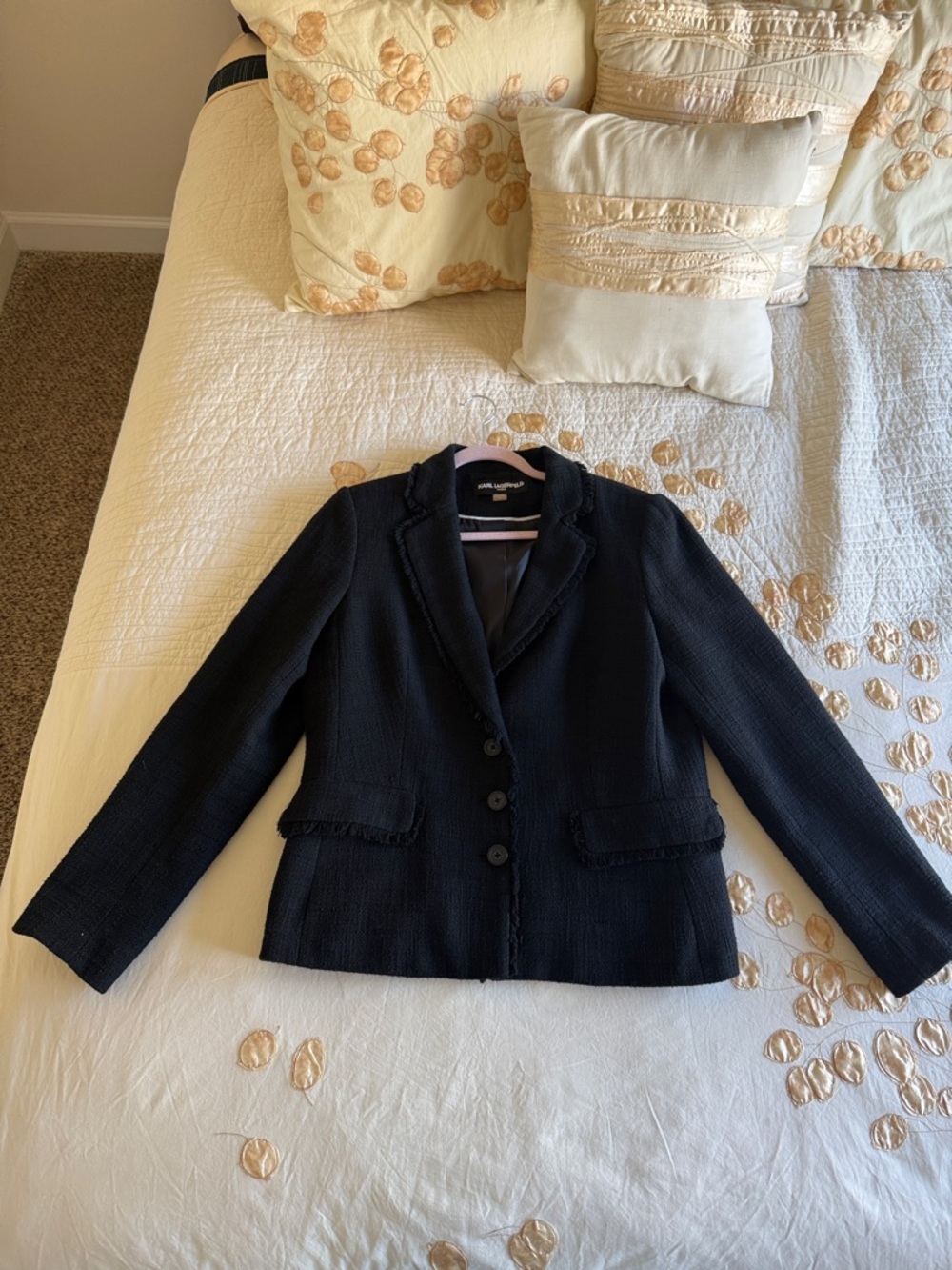 Karl Lagerfeld Black Textured Women's Blazer